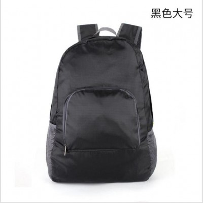 Promotional solid color polyester waterproof foldable bicycle backpack with printed logo